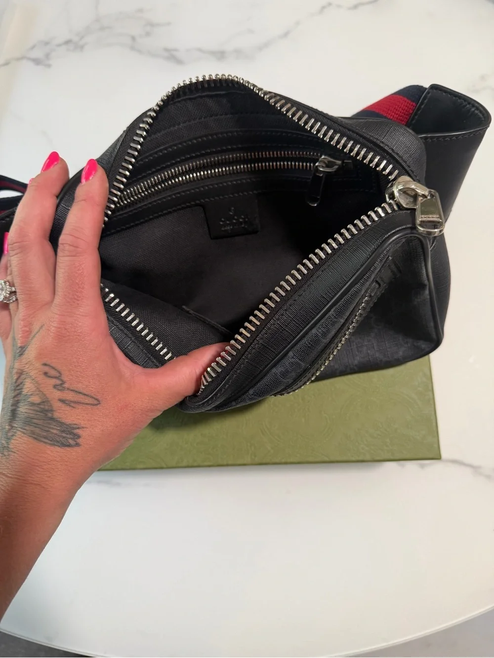 Gucci Black Monogram Belt Bag Fanny Pack